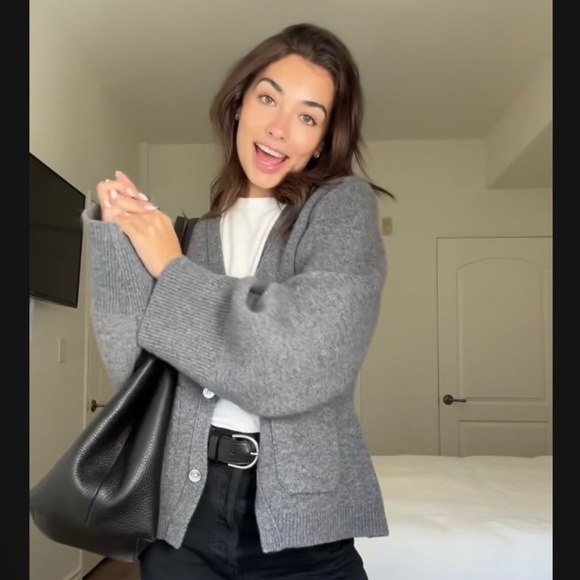 Almina Concept V Neck Cardigan Sweater Merino Wool S Grey Gray NWOT - Picture 12 of 14